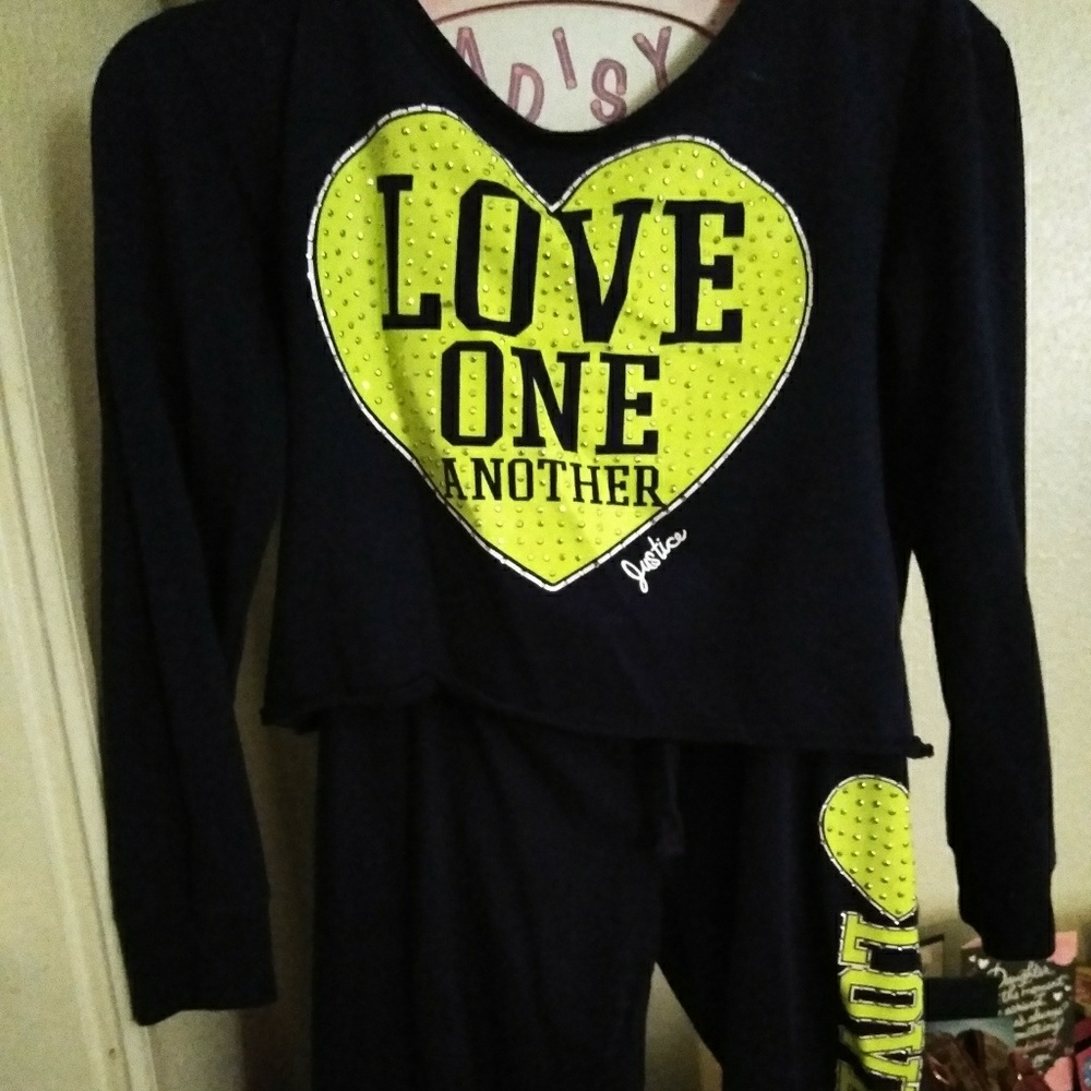 Justice crop top jogging suit